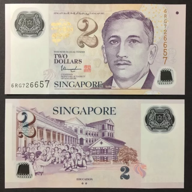 Set 2017 Singapore 2 Dollars Popymer P-New Unc+ + +W/2 Hollow/Solid Star Tharman