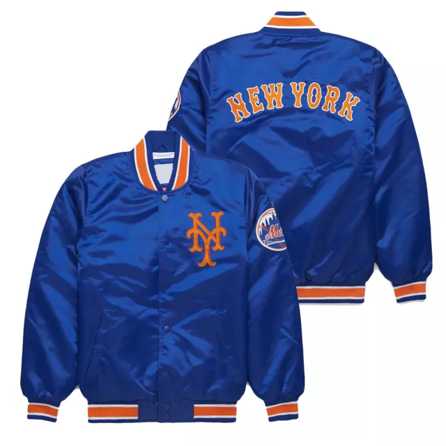 New York Mets MLB Satin varsity Bomber Jacket Full-Snap with Embroidery logos