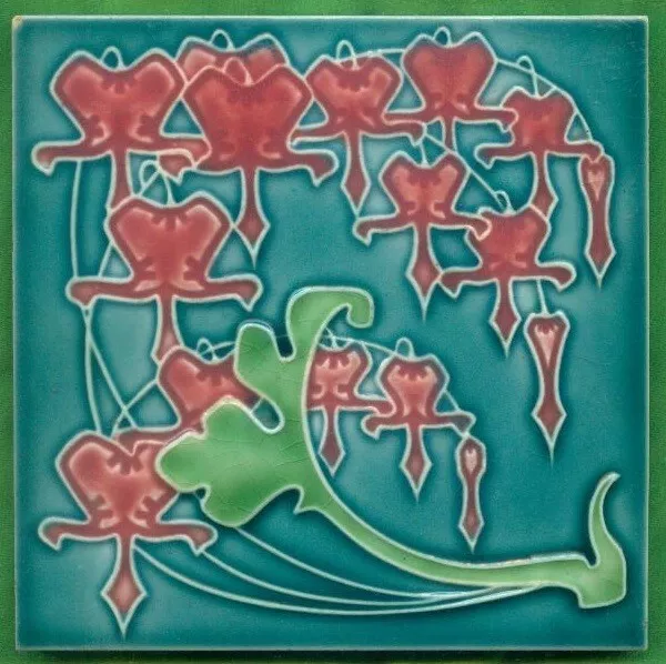 Jugendstil Fliese, Art Nouveau Tile Tegel, SERVAIS, Tränendes Herz, Crying Heart