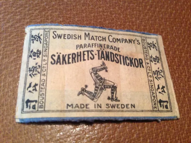 old match box top - sakerhets tandstickor .swedish made