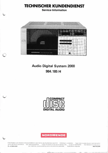 Service Manual-Anleitung für Nordmende Audio Digital System 2000