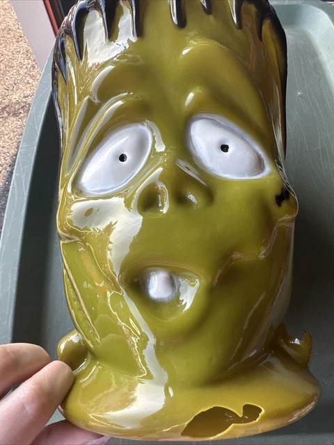 Vtg Chupa Chups Frankenstein Monster Head Blow Mold Halloween Candy Bucket