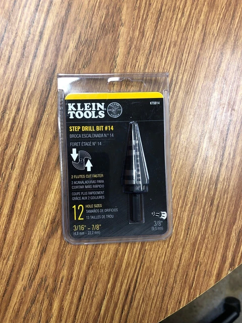 KLEIN TOOLS KTSB14 Step Drill Bit #14 Double-Fluted 3/16 to 7/8-Inch