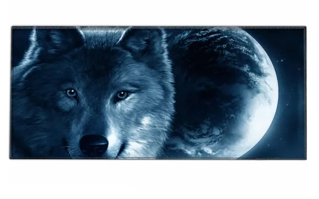 Silent Monsters Gaming und Office Mauspad XXL 90 x 40cm Mousepad Wolf Mond Jäger