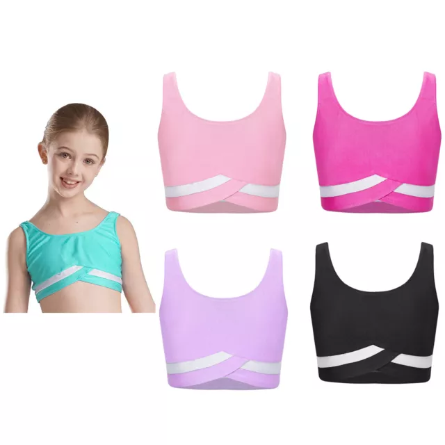 Girls Vest Yoga Shirt Kids Crop Top Workout Tops Running Tank Sleeveless Bra