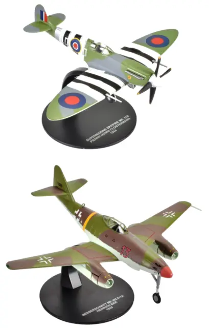 Lot de 2 Avions de Combat 1/72 Spitfire + Messerschmitt RAF Luftwaffe WW2 F002+5