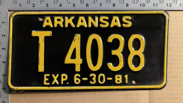 1981 Arkansas trailer license plate T-4038 YOM DMV clear Airstream teardrop 3105