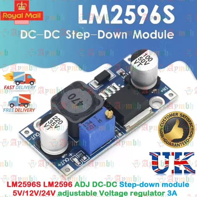 LM2596S DC Buck Converter Adjustable Power Supply Step Down Module 5V 12V 24V UK