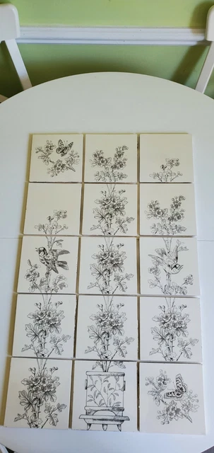 15 Minton Hollins & Co Brown Porcelain Ceramic Tiles 6x6 panel Stoke on Trent