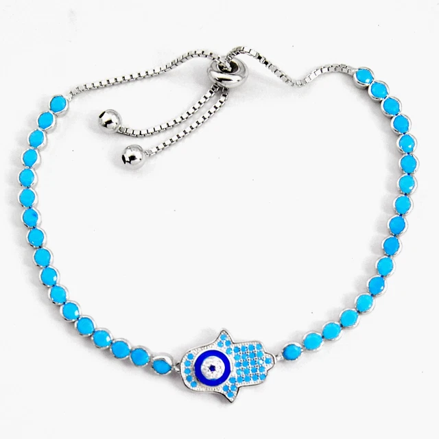 Handmade 6.20cts Adjustable Sleeping Beauty Turquoise Tennis Bracelet C5024