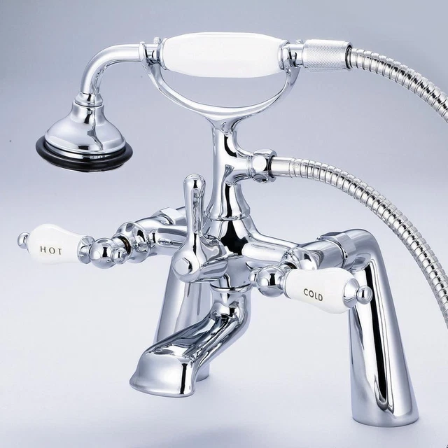 Water Creation Claw Foot Tub Faucet 3-Handle w/ Handshower Triple Plated Chrome
