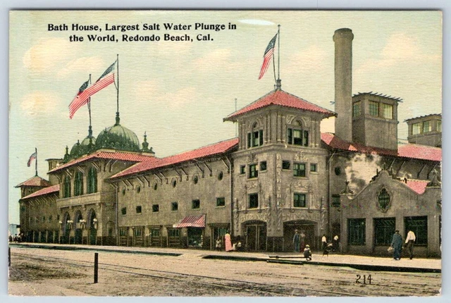 1910's REDONDO BEACH CALIFORNIA BATH HOUSE SALT WATER PLUNGE EARLY TICHNOR BROS