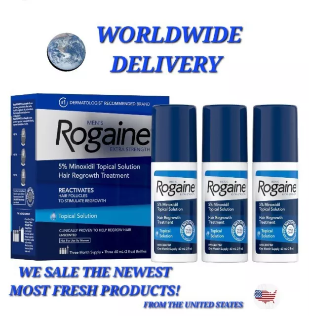 EX:2/26+🆕️ STOCK❗️Men's ROGAINE 5% Minoxidil Solution, 3 Month Supply 🆕️LOOK👀