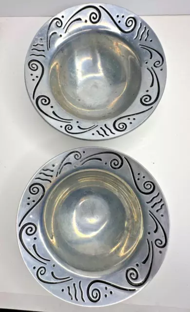 Lenox Spyro 8" Bowls Serveware Metal Swirls Dots Pattern Set of 2