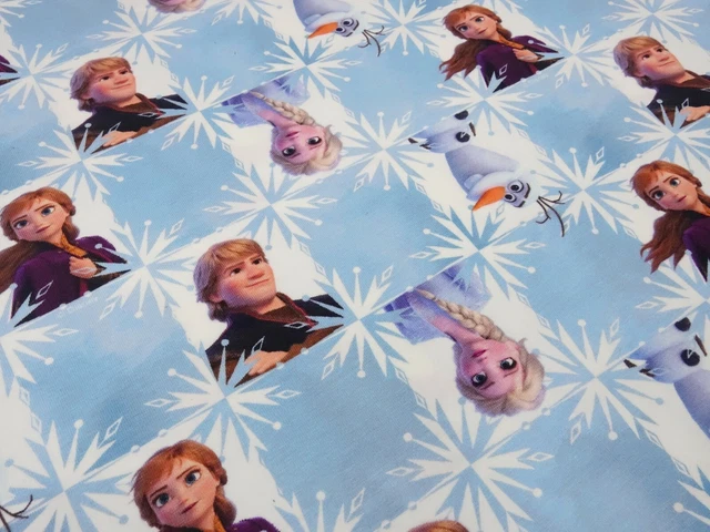 Stoff Baumwolle Jersey Disney Eiskönigin Frozen Anna Elsa Olaf blau weiß bunt