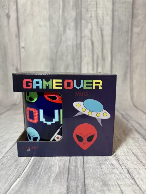 Boxed Mug Gamer Game Over Gaming Coffee Mug Space Invaders Aliens New and Unused