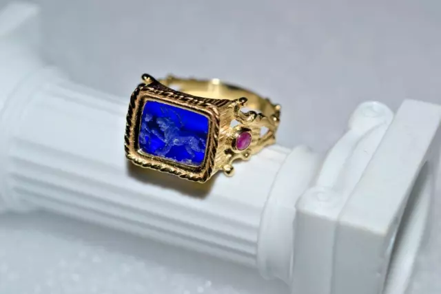 Tagliamonte Ss925Ygp*Ring*Venetian Cameo-Androcles/Lion-Ruby Cab-Size 9.5 Only