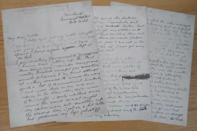 Wounded New Zealand Soldiers Letter Home To His Mother # Read Listing!