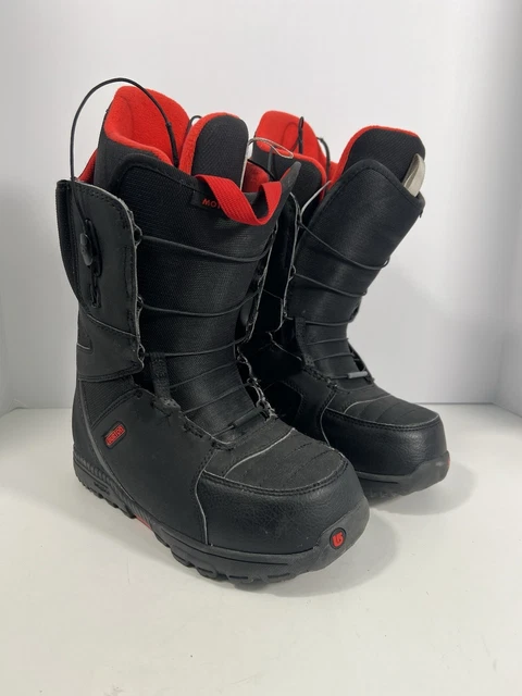BURTON MOTO SNOWBOARD Boots Black Red Men's Size 8 Imprint1
