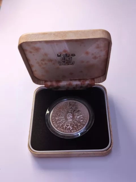 1980 Queen Elizabeth 80th Birthday Crown Silver Proof Coin in Case