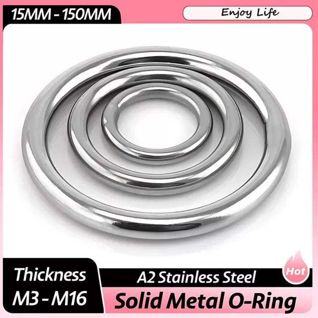 A2 Stainless Steel Heavy Duty Solid Metal O Ring Welded Smooth Round Rings