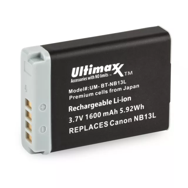 Ultimaxx NB-13L NB13L Battery f/ Canon PowerShot G7XII G7X G9X SX720HS G7Xlll