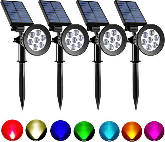 Solar Spot Lights Outdoor Color Changing, 8 Lighting Modes 2-in-1 Solar Lights O