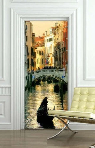 Decoración Adhesivo Puerta Viaje A Venecia Pegatinas Lavable PVC Varios Tamaños