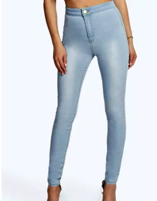 BOOHOO LARA High Waist TUBE Jeans US SIZE 4 LIGHT BLUE $42.00