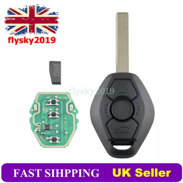 For BMW E46 E39 3 5 7 Series X5 3 Button Remote Key Fob 433MHz EWS PCF7935 Chip