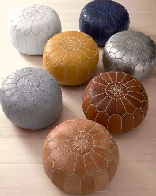 Pouf, pouf marocain, pouf bleu, pouf berbère, pouf ottoman, pouf en cuir ottoman