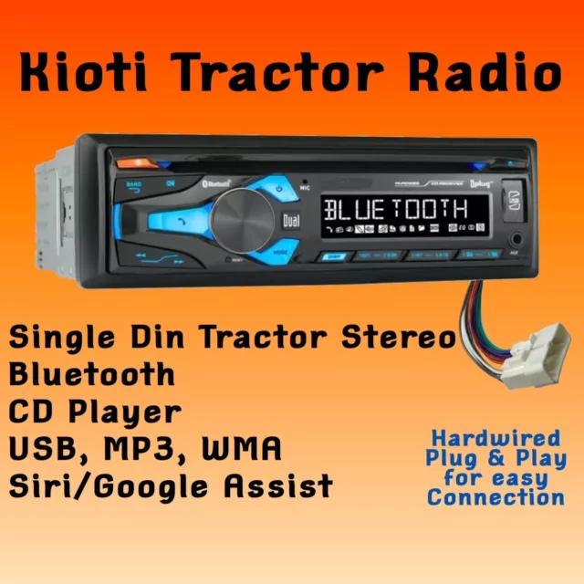 Kioti Tractor Plug & Radio AM FM Bluetooth CD Player NX RX DK CK Series Cab