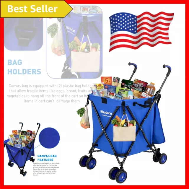 Durable Plastic Frame Rolling Cart with Removable Canvas Bag - 120lb Capacity