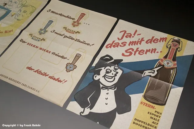 3 x Einwickelpapier SCHLEGEL-Bier + STERN BIERE um 1955 3