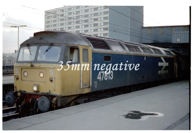 BRITISH RAILWAYS BRUSH CLASS 47813 LOCOMOTIVE DONCASTER 1990 35mm NEG ...