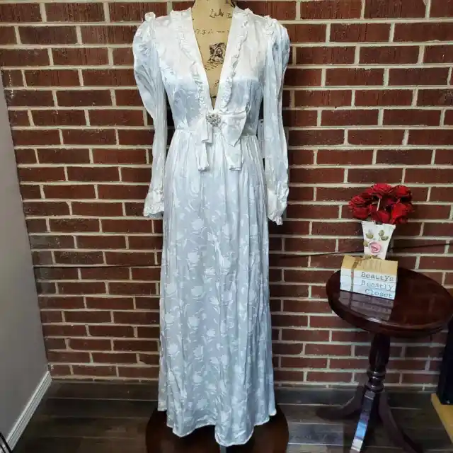 Dream Sister Jane Women White Ivy Jewel Maxi Dress Vintage Bridal Gown Small