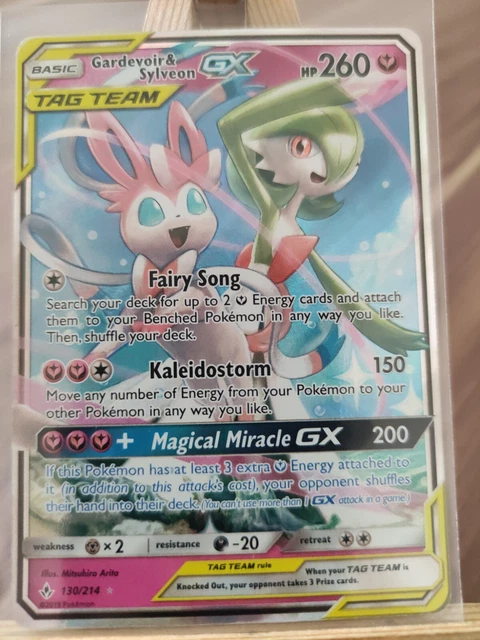 Gardevoir & Sylveon GX 130/214 ungebrochene Bindungen ultra seltene Holo Pokémon Karte * Neu