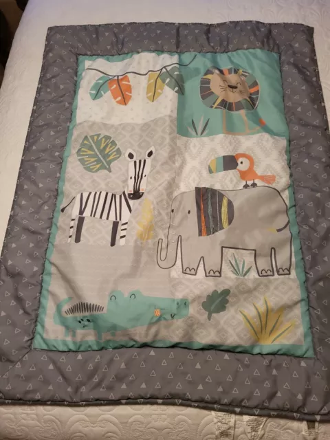 The Peanut Shell PEANUTSHELL Baby Blanket Safari Scene Lion zebra elephant