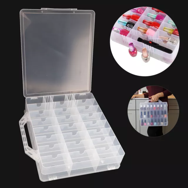 48 Lattice display box portable Universal Nail Polish Case Holder Transparent.