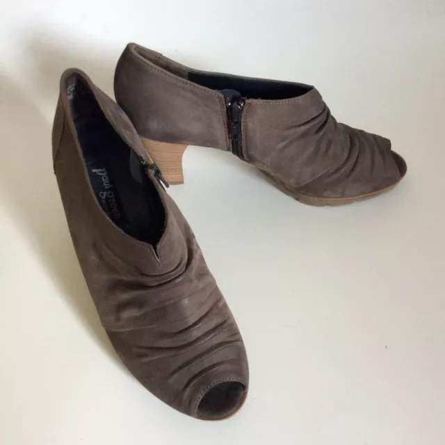 WOMENS PAUL GREEN MUNCHEN TAUPE LEATHER PEEP TOE SHOES Size US 7.5 / 5 UK