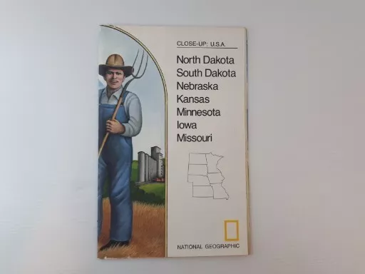National Geographic Society Map. Nth & Sth Dakota, Nebraska, Kansas, Minnesota,