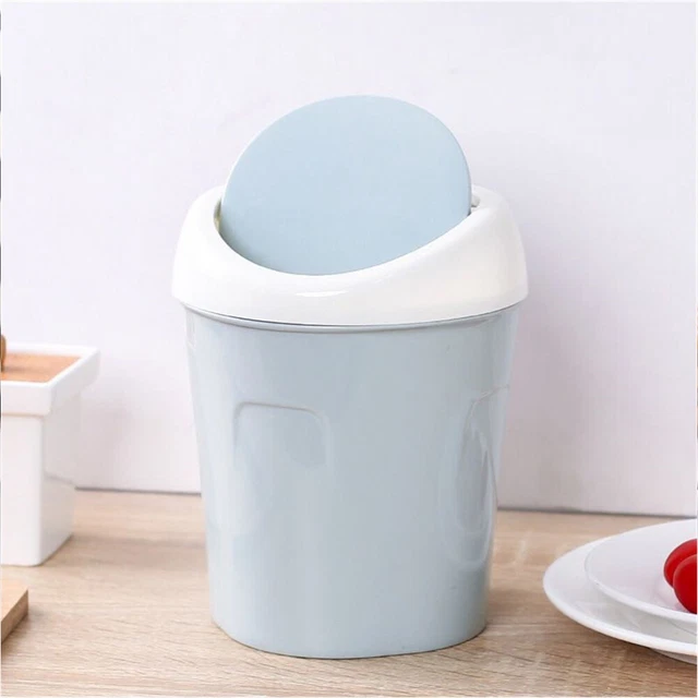 Cestino spazzatura in plastica bianca con doppio coperchio basculante 5
