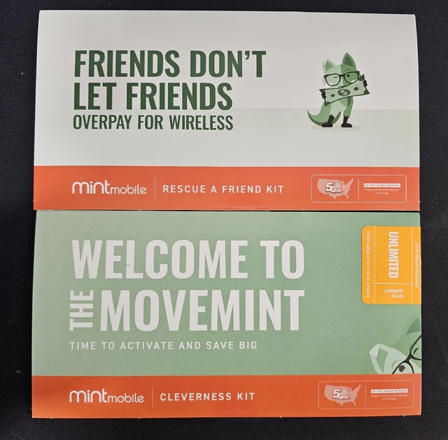 Mint Mobile 3 Month Unlimited Phone Plan Sim Card + 1 Week Kit