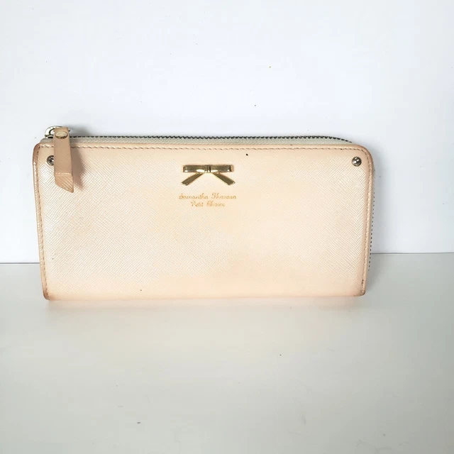Samantha Thavasa Zip Around Long Wallet Continental Large Light Blush Pink Bow
