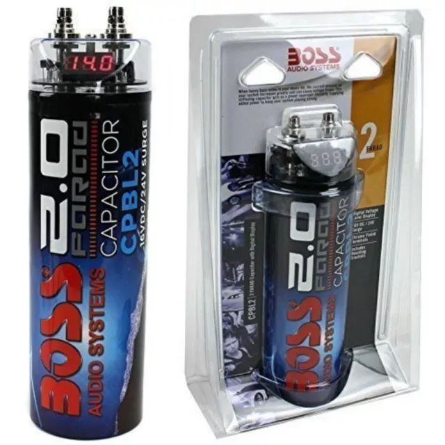 Condensatore Boss Cpbl2 Blu Azzurro Cap Capacitor 2 Farad Impianti Audio X Spl