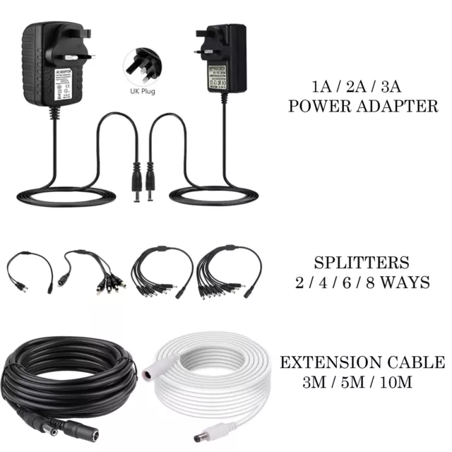 DC Power Supply Extension Cable 5V 9V 12V for CCTV Camera DVR PSU Lead 3m 5m 10m