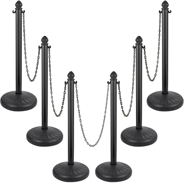 VEVOR Poteau en Plastique Chaîne de Signalisation Plastique avec Chaîne 6Pcs