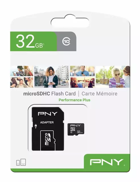 PNY Performance Plus 16GB,  32GB, 64GB MicroSD Card with SD Adapter, UK Seller