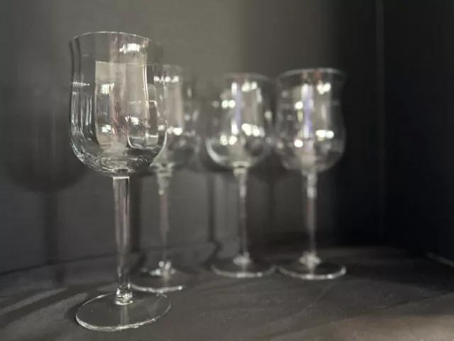 Vintage Hand Blown Crystal Stemmed Liquor Stemware Wine Glasses Set Of 4