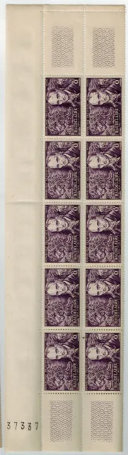 Timbres de France Poste N° 908 en fragment de feuille de 10 Neuf **